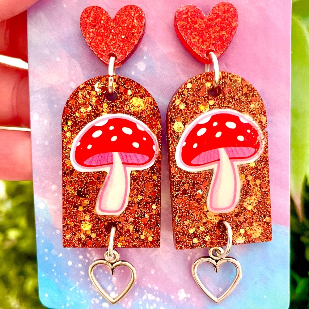 Acrylic Mushroom Dangle Earrings